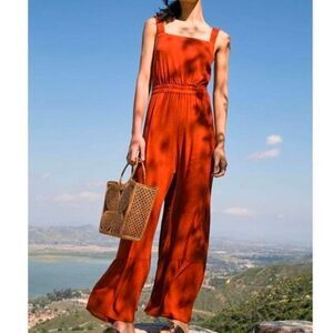 Free People Rust Selfie Worthy Endless Summer Ruffle Jumpsuit Size Small